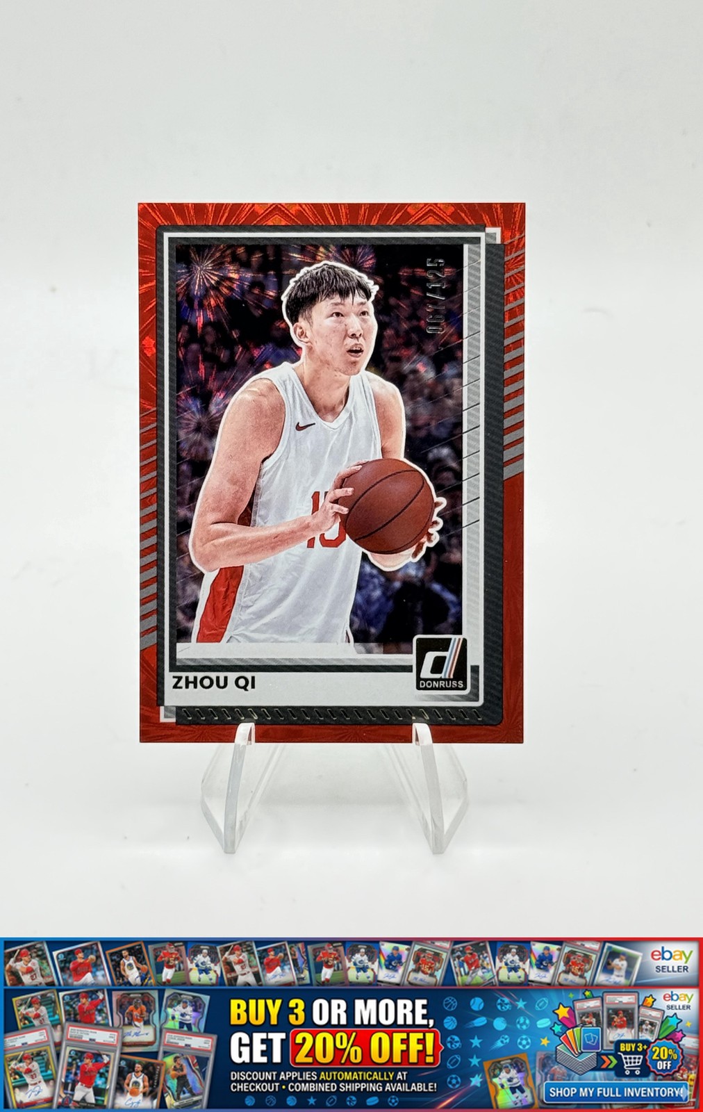 2025-26 Donruss Zhou Qi #169 Optic Fireworks Beijing Ducks #/125 SP