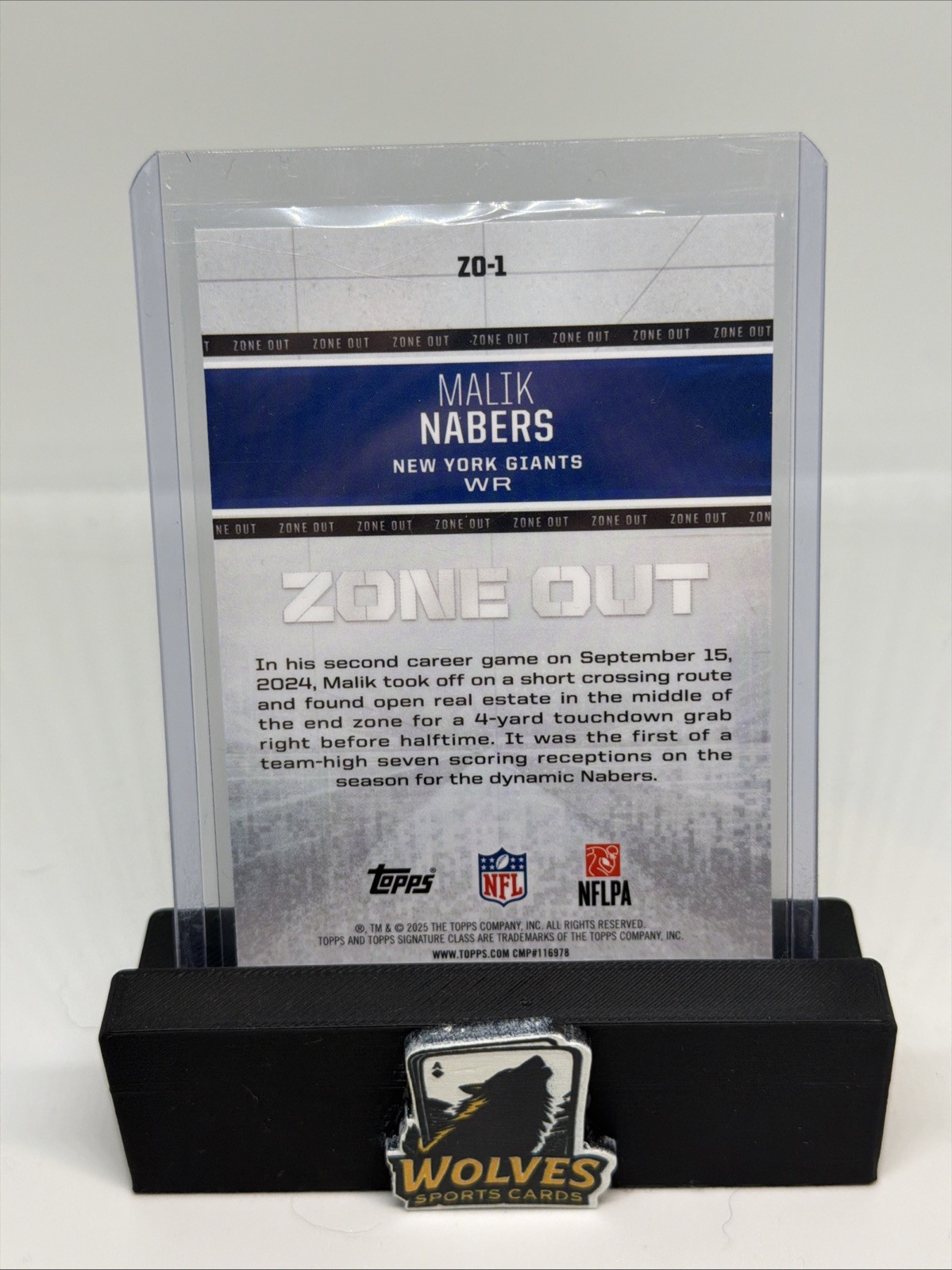 Topps Signature Class Malik Nabers Zone Out Total Yards ZO-1 2025 – NY Giants