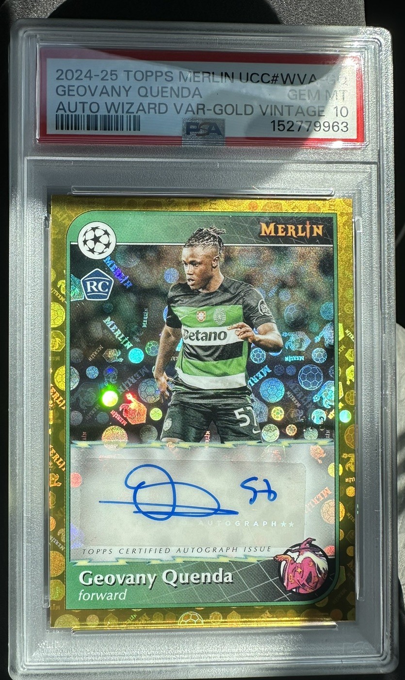 2024 Topps Merlin Geovany Quenda Rookie Auto Gold Vintage /3 Wizard Variation
