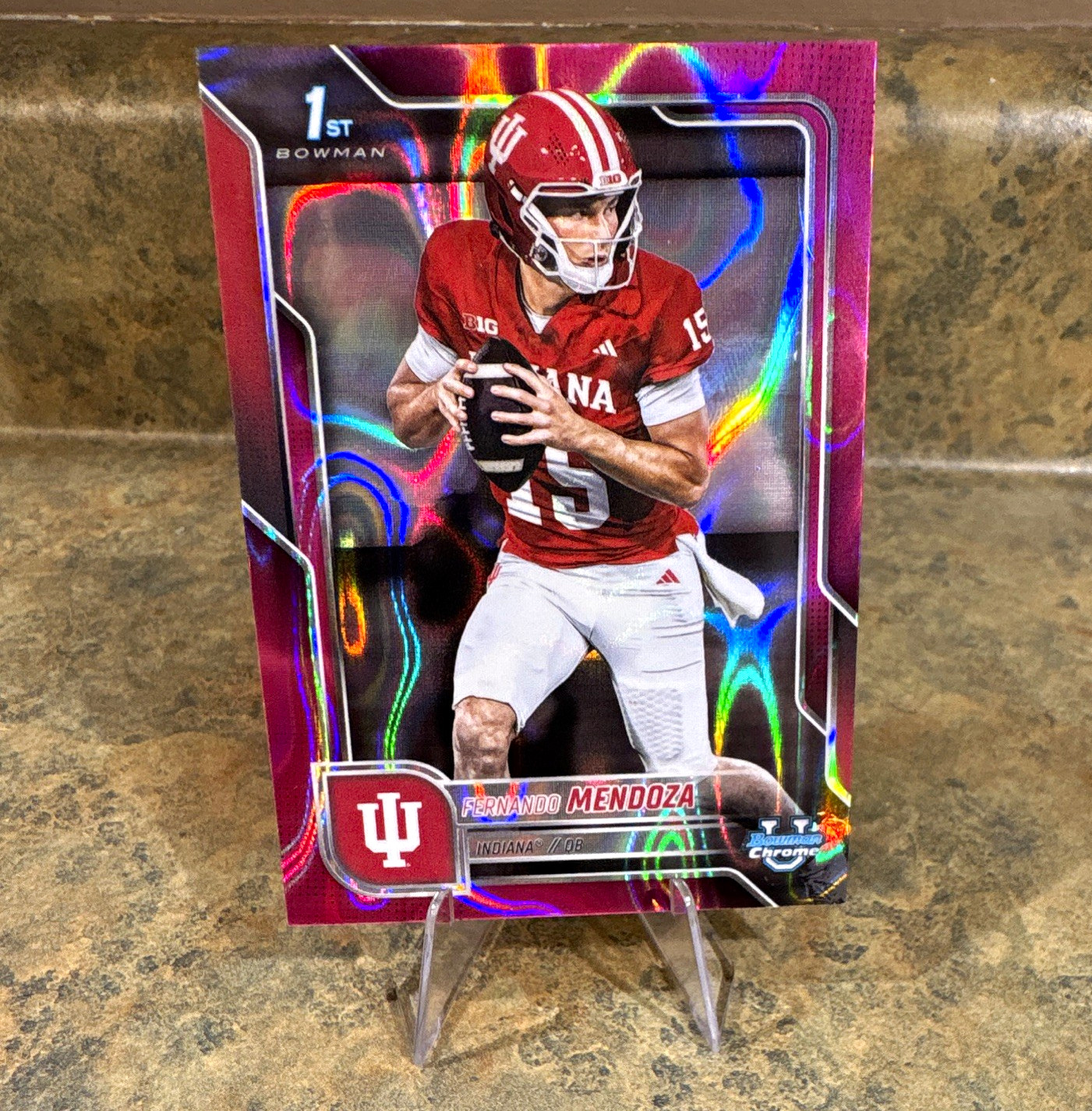 Topps 2025 Bowman University Chrome Fernando Mendoza 1st Bowman Purple Wave🔥