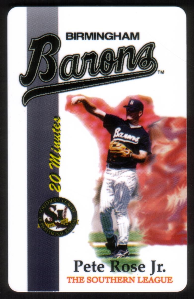 20m Pete Rose Birmingham Barons Baseball The Southern League SPECIMEN Phone Card