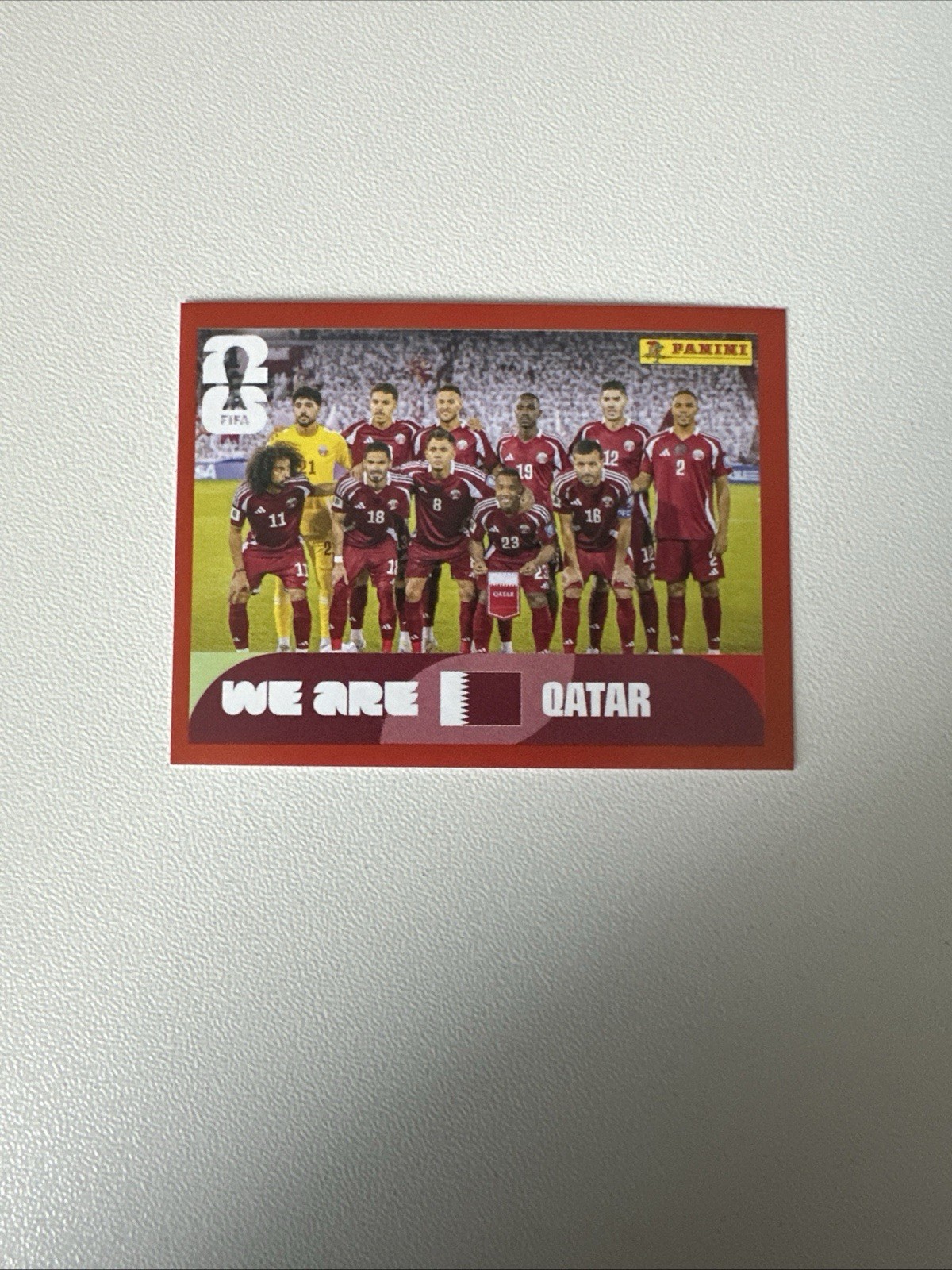 Qatar Team | Red Parallel | 2026 Panini FIFA Soccer Sticker