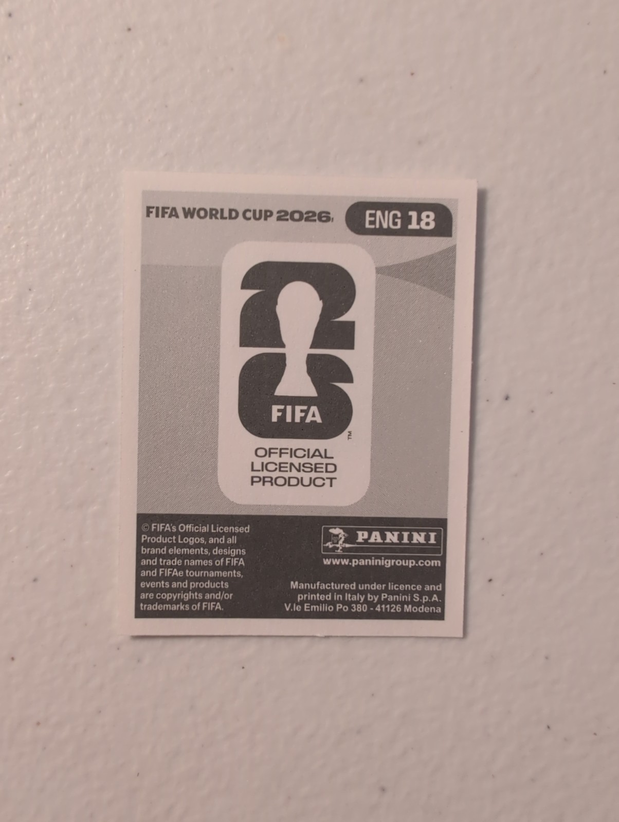 HARRY KANE Panini FIFA World Cup 2026 Sticker #ENG18 England