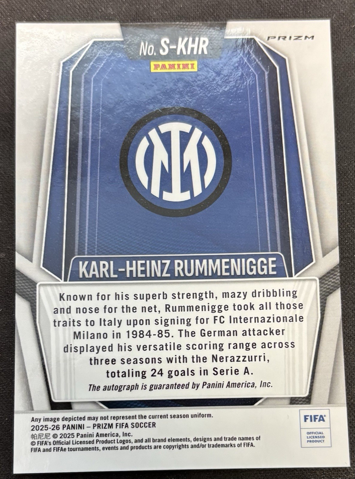 Karl-Heinz Rummenigge 2025-26 Panini Prizm FIFA Signatures Auto Scope