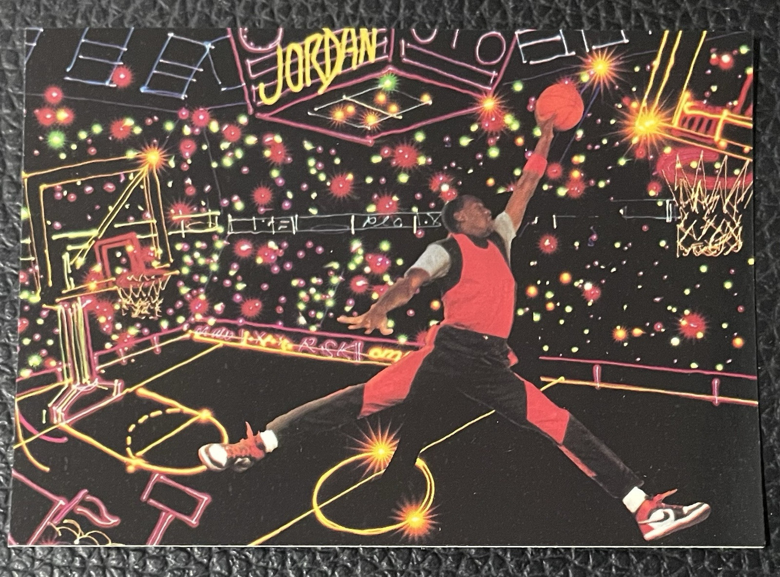 Michael Jordan 1990 AIR JORDAN 1 Promo Card CHICAGO BULLS Jumpman ART DECO Mint