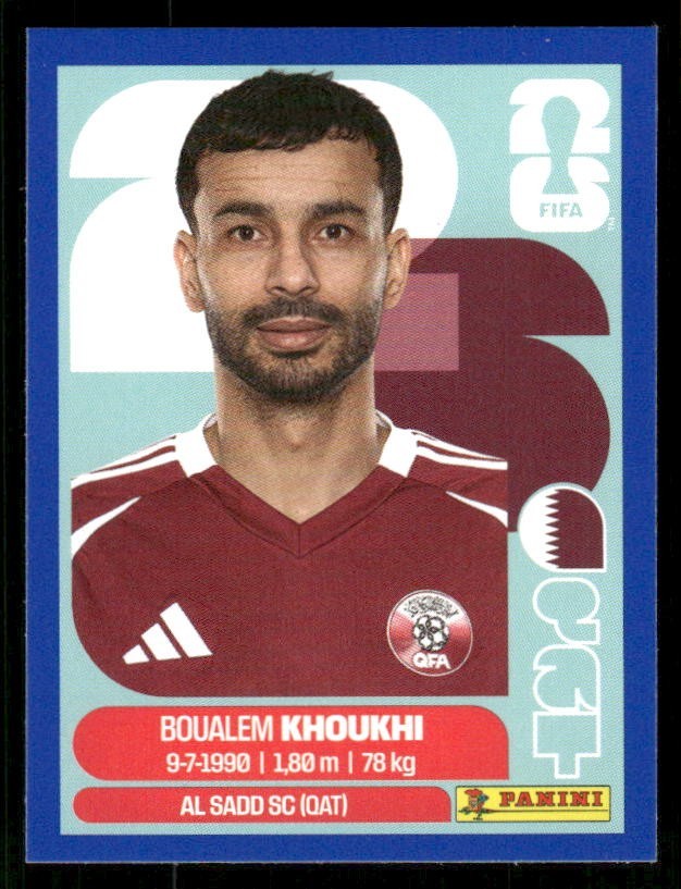 2026 USA Fifa World Cup Panini Sticker Blue Border BOUALEM KHOUKHI Qatar QAT6