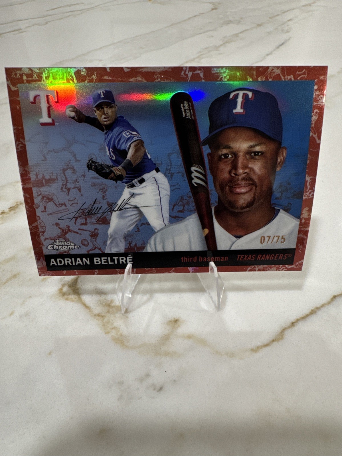 2025 Topps Chrom Platinum Copper Refractor Toile Adrain Beltre 07/75 Texas Range