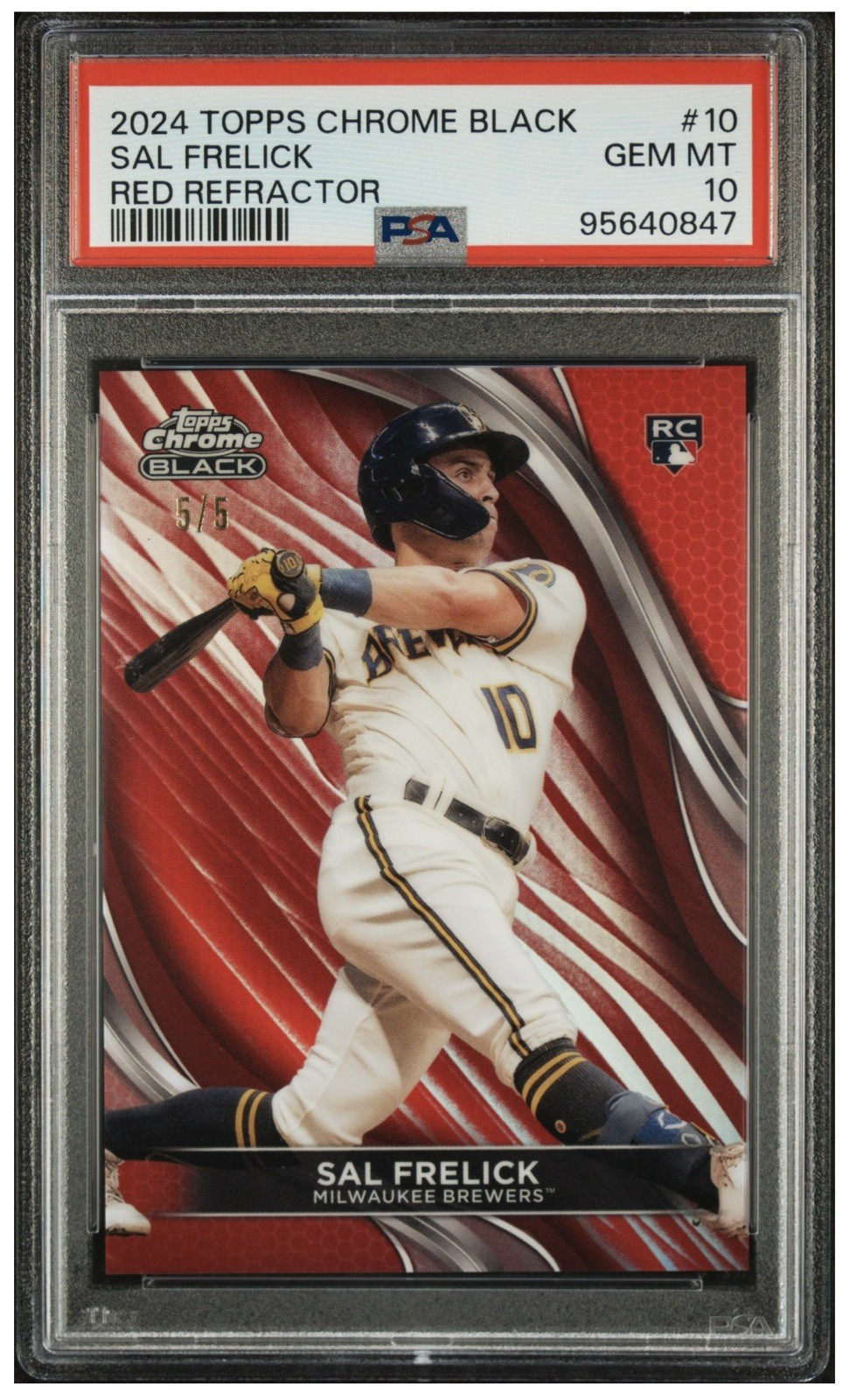2024 SAL FRELICK /5 Topps Chrome Black RED Refractor RC PSA 10💎Pop 2 ROOKIE