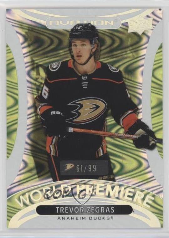 2021 Upper Deck Ovation World Premiere Lime 61/99 Trevor Zegras Rookie RC 0px1
