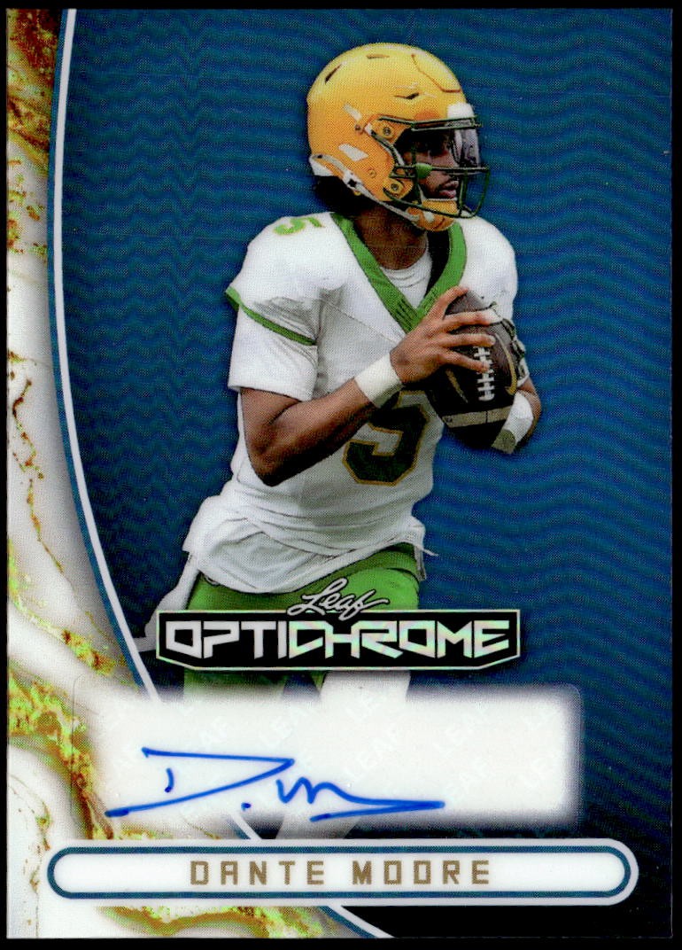 2026 Leaf Optichrome #BA-DM5 Dante Moore Autographs Prismatic Blue #/5