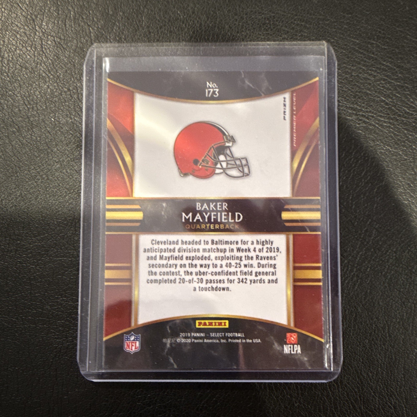 Panini 2019 Select Baker Mayfield Browns Silver Prizm #173 Football Card
