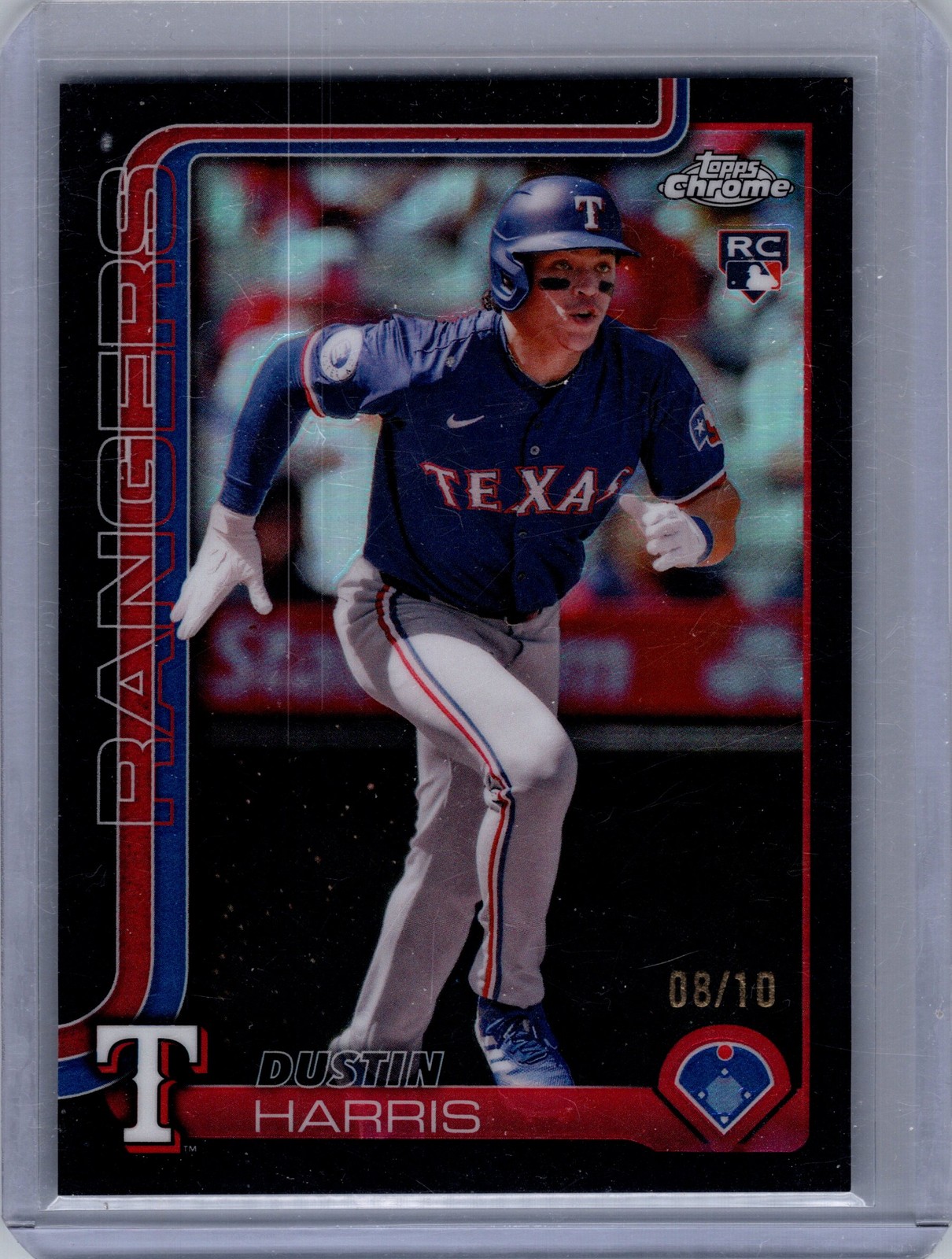Dustin Harris 2025 Topps Chrome #131 Black Refractors Rookie Texas Rangers