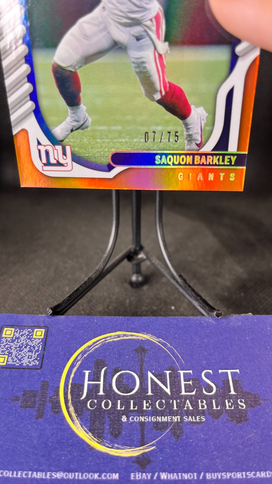Saquon Barkley /75 (SP) – 2022 Panini Absolute Orange Holo SP #48