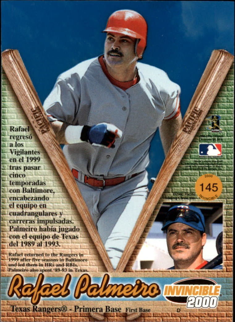 2000 Pacific Invincible Holographic Purple #145 Rafael Palmeiro /299 – NM-MT