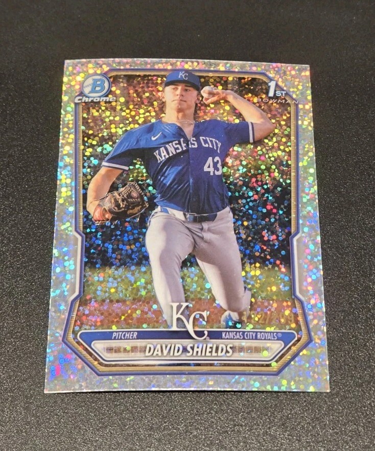David Shields #/299 SP 2026 Bowman 1st Chrome Speckle Refractor #BCP-11 Royals