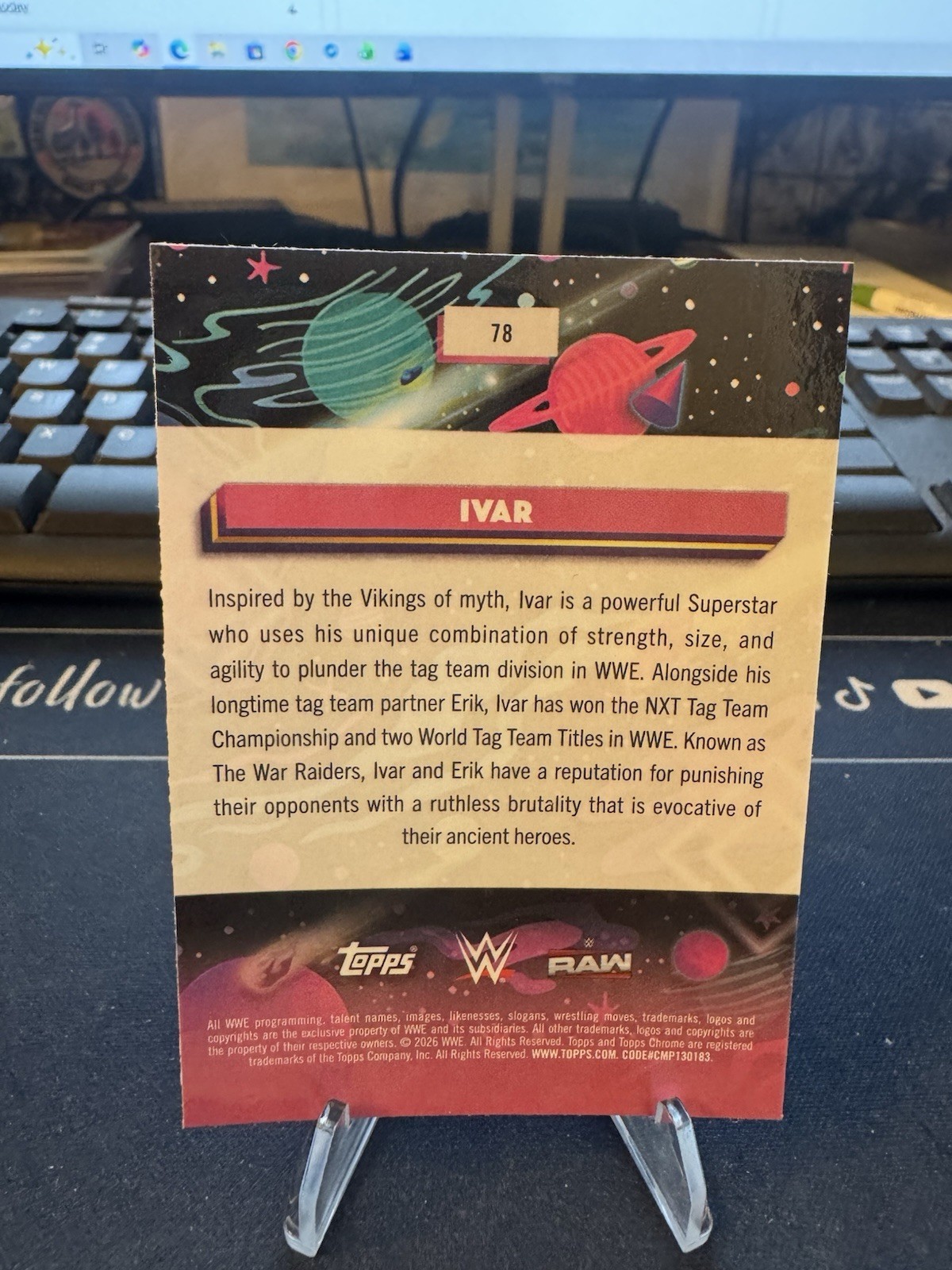 2026 Topps Chrome Cosmic WWE Ivar (Viking Raiders) Purple Nebula /150
