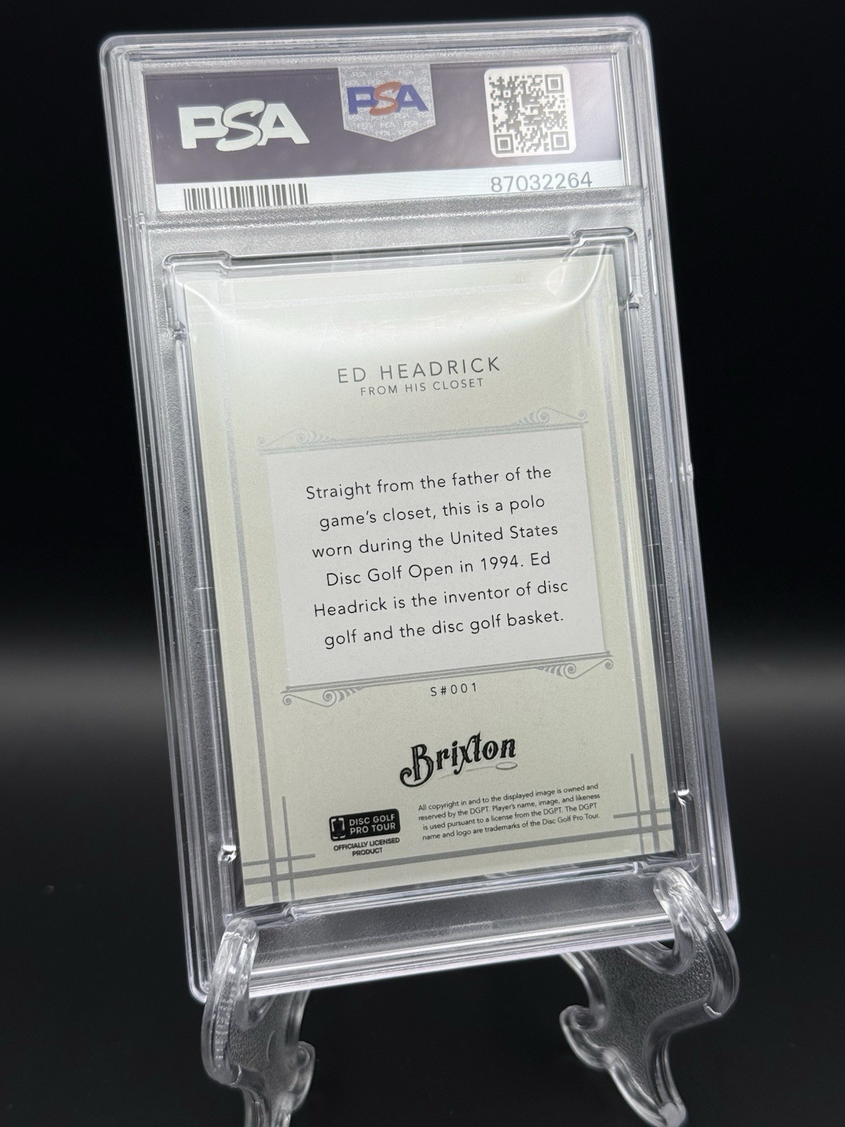 PSA 9 2022 Brixton Disc Golf Silver Artifax Ed Headrick Worn Polo Logo Patch /25