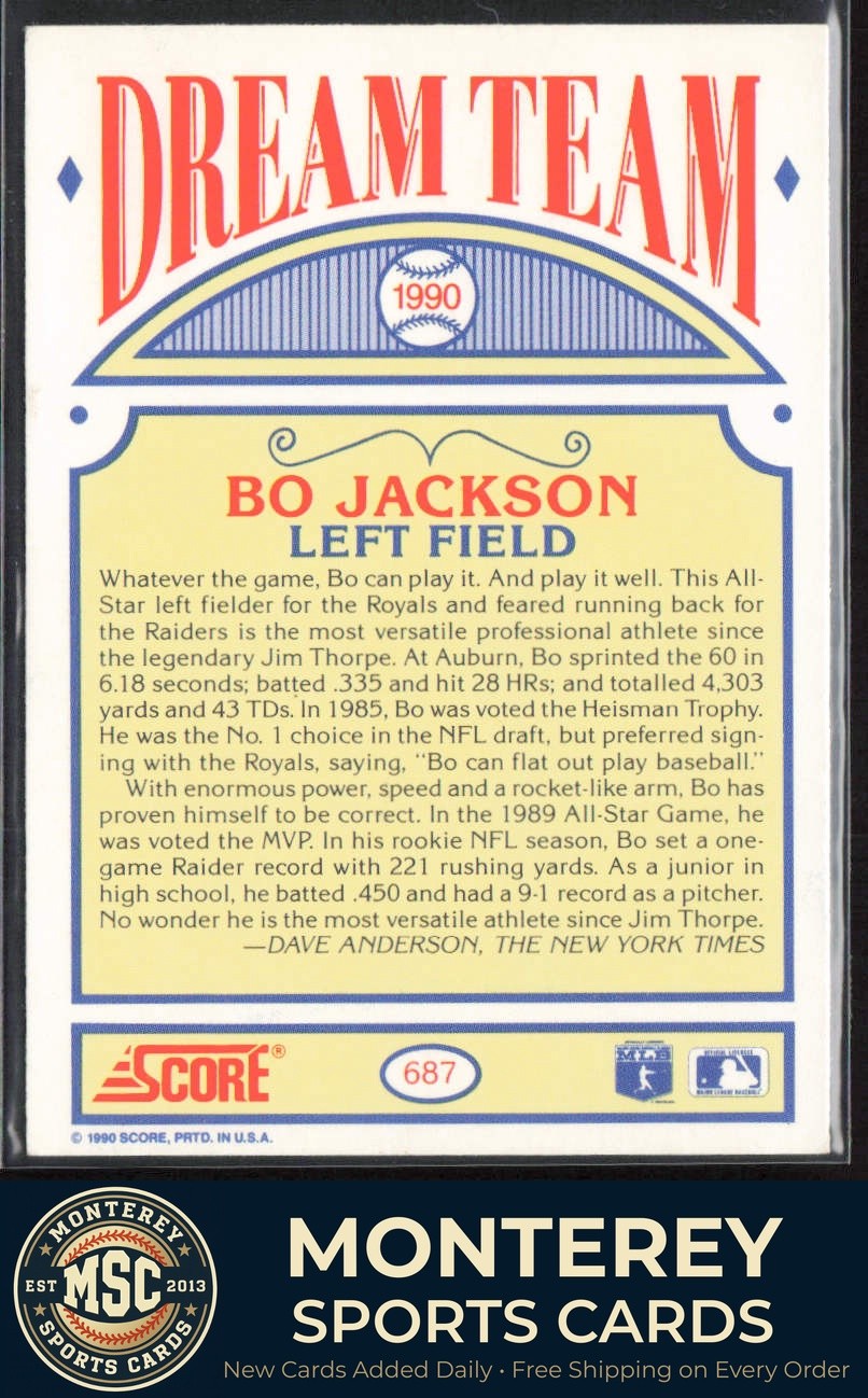 Bo Jackson 1990 Score Dream Team #687 Kansas City Royals