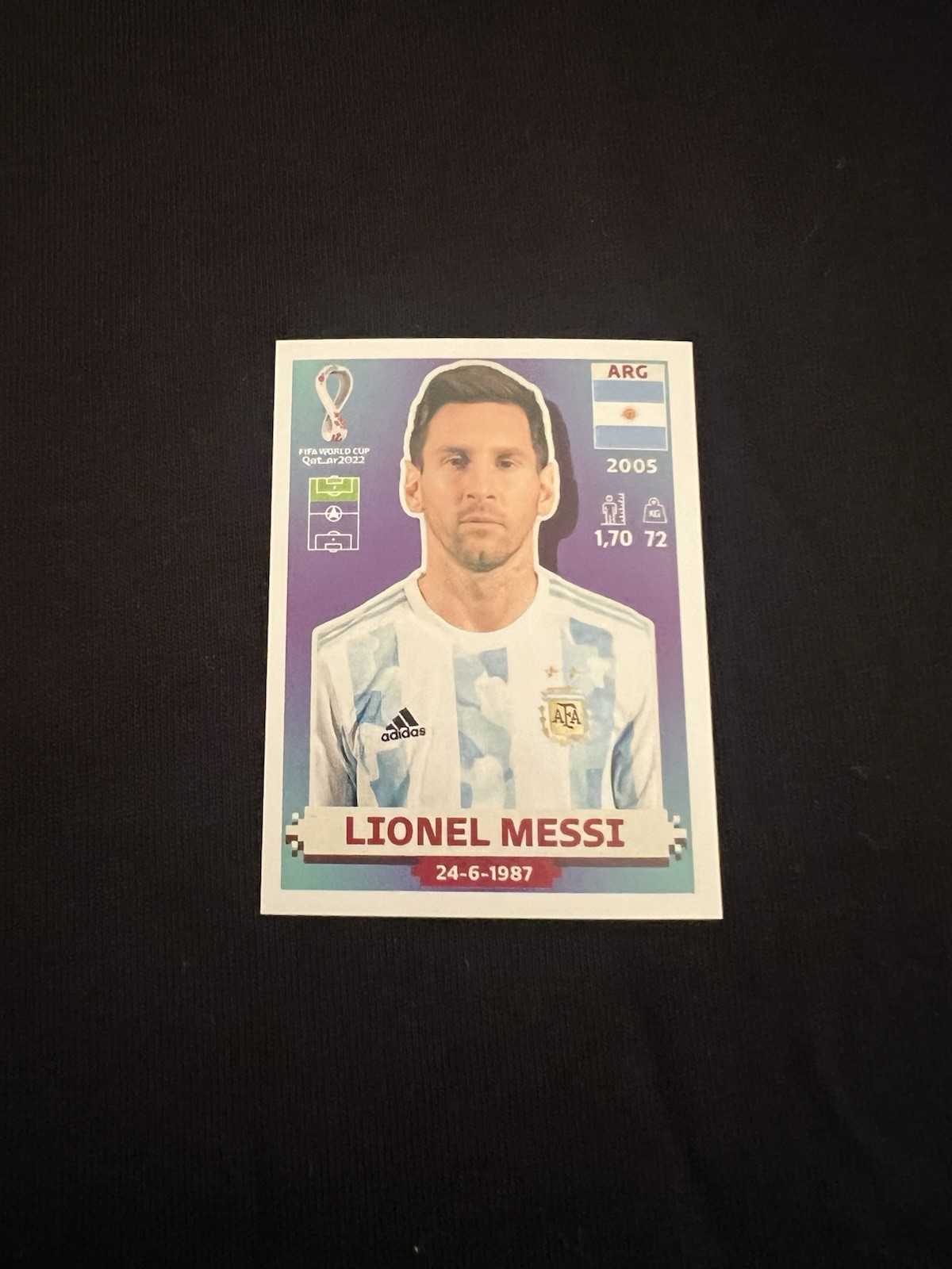 Lionel Messi Panini 2022 FIFA World Cup Qatar Sticker #ARG 20 Argentina Soccer