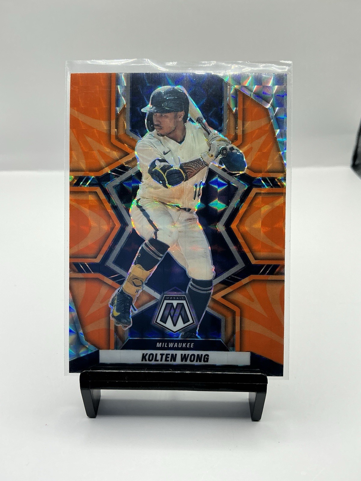 2022 Panini Mosaic – Kolten Wong #150 Reactive Orange Mosaic Prizm
