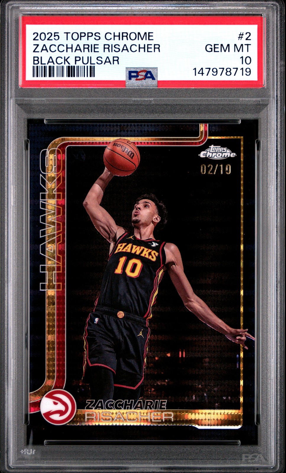 2025 TOPPS CHROME BLACK PULSAR #2 ZACCHARIE RISACHER 2/10 PSA 10