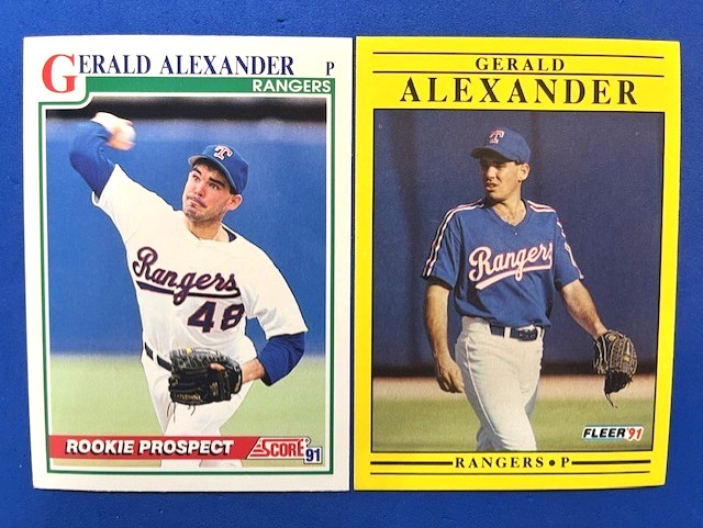 Gerald Alexander 1991 Score Rookie Prospect & 1991 Fleer Baseball – Rangers