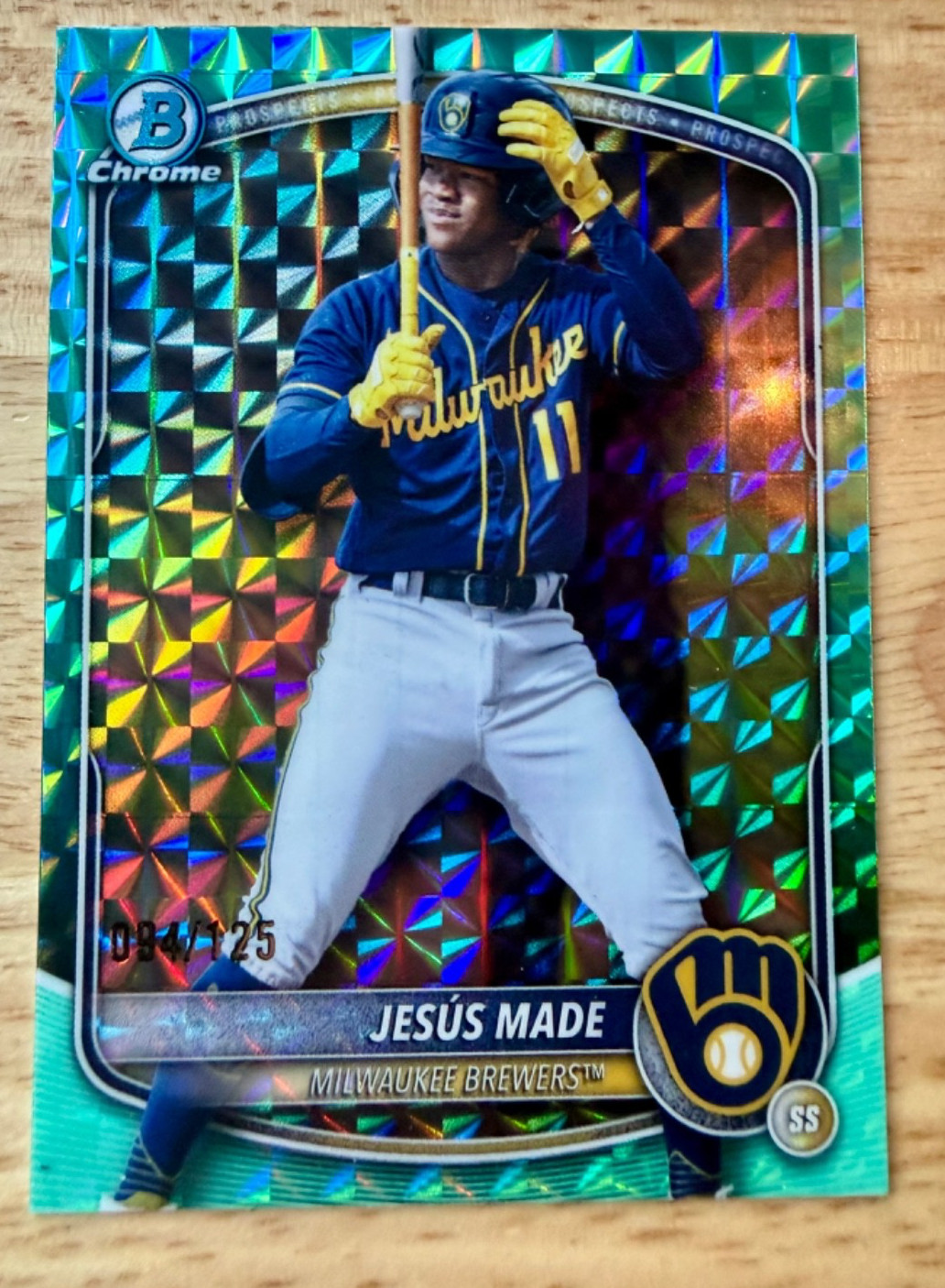 2025 Bowman Draft – Chrome Jesus Made #BDC-196 Aqua Mojo Refractor 94/125 (RC)