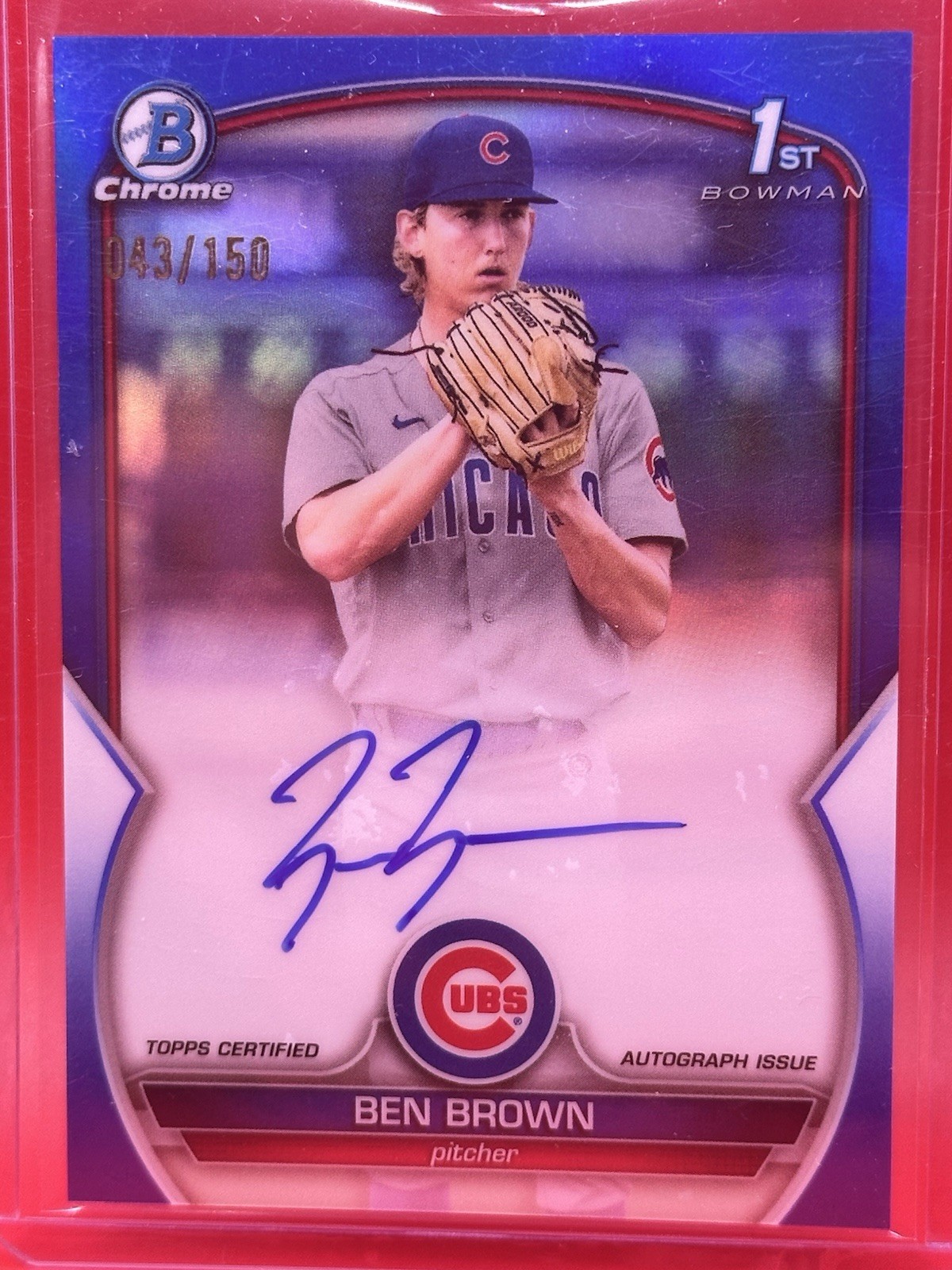 2023 Bowman – Chrome Autographs Ben Brown #CPA-BBN True Blue Refractor /150