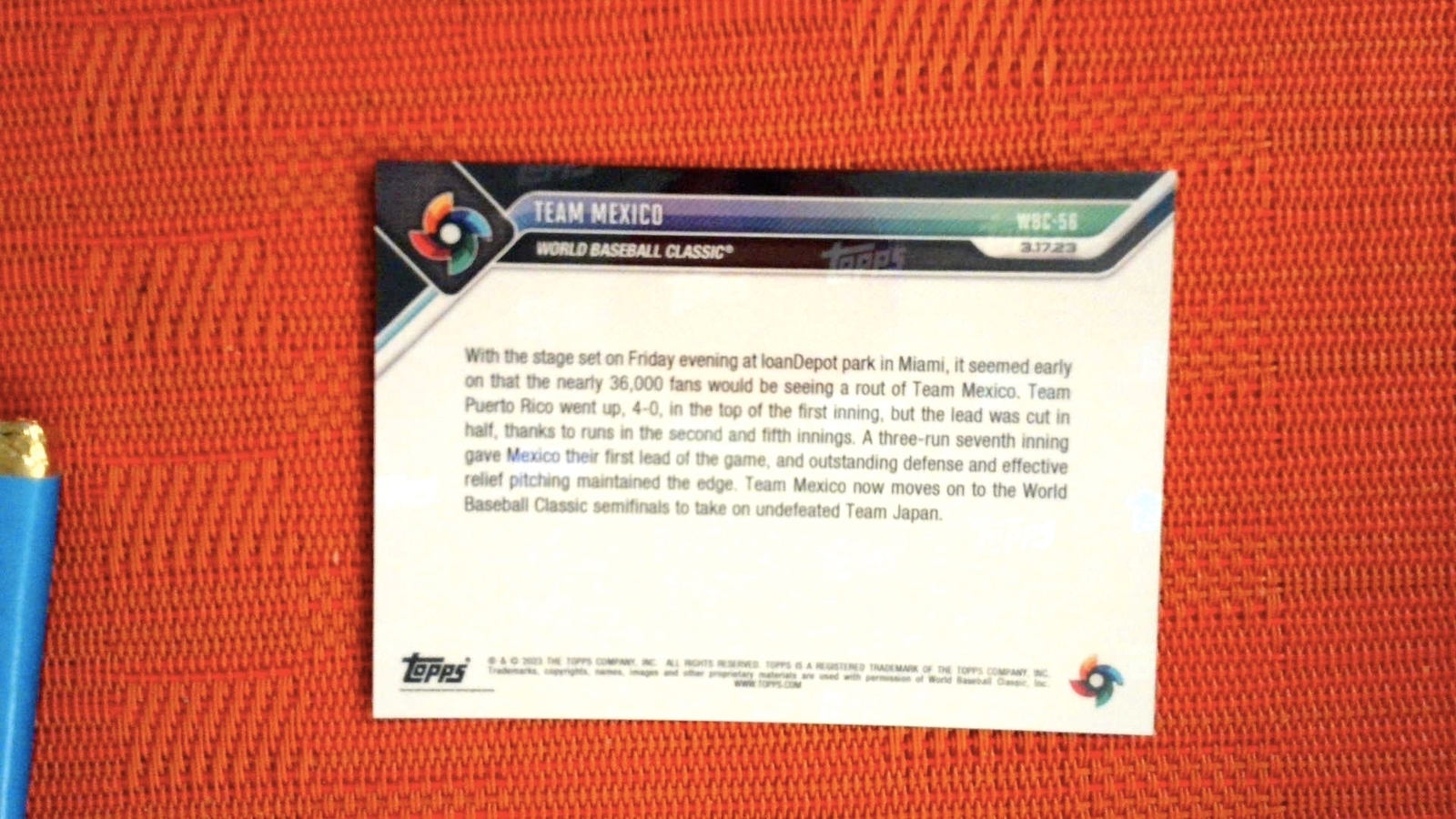 2023 Topps Now World Baseball Classic #WBC-56 Team Mexico (PR=649)