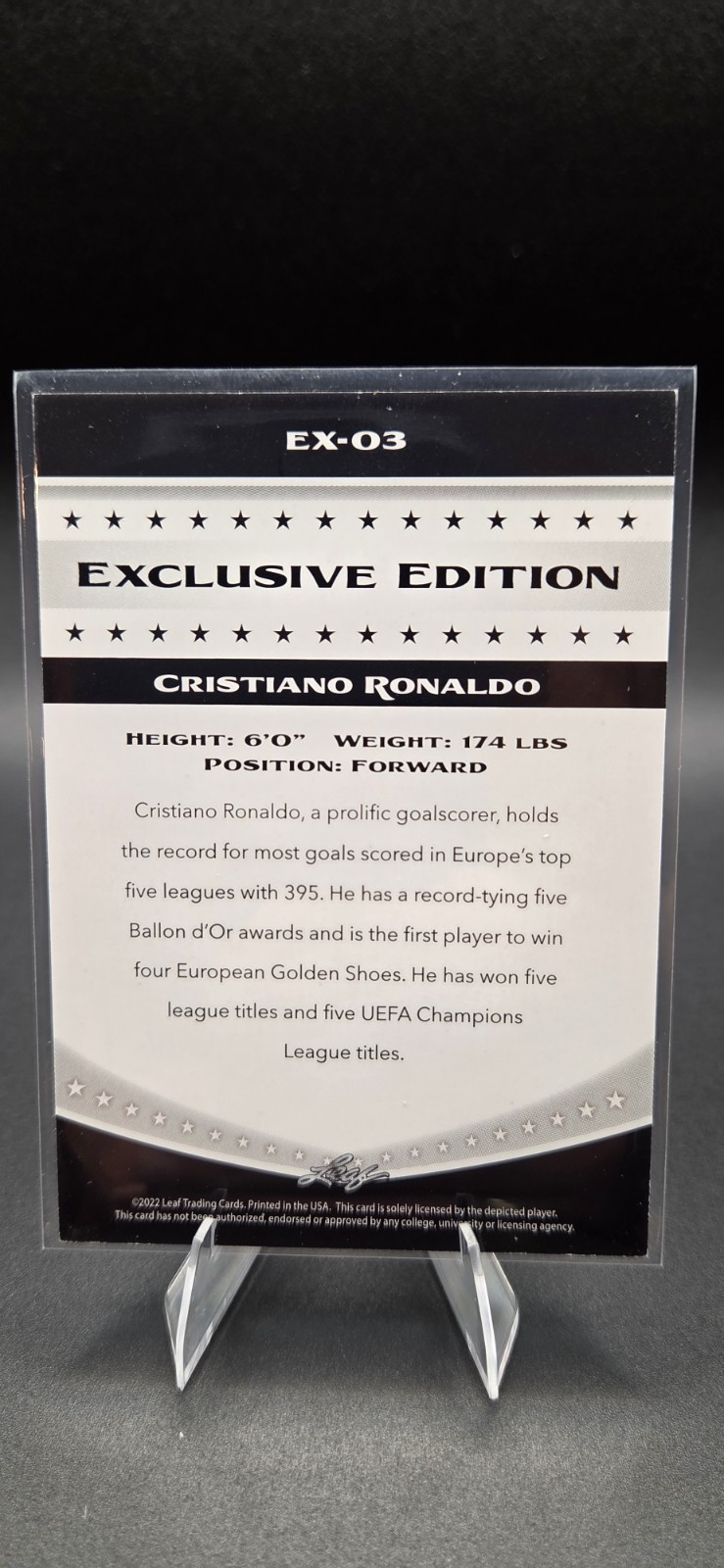 2023 Leaf Exclusive Edition Cristiano Ronaldo #EX-03 Manchester United Portugal