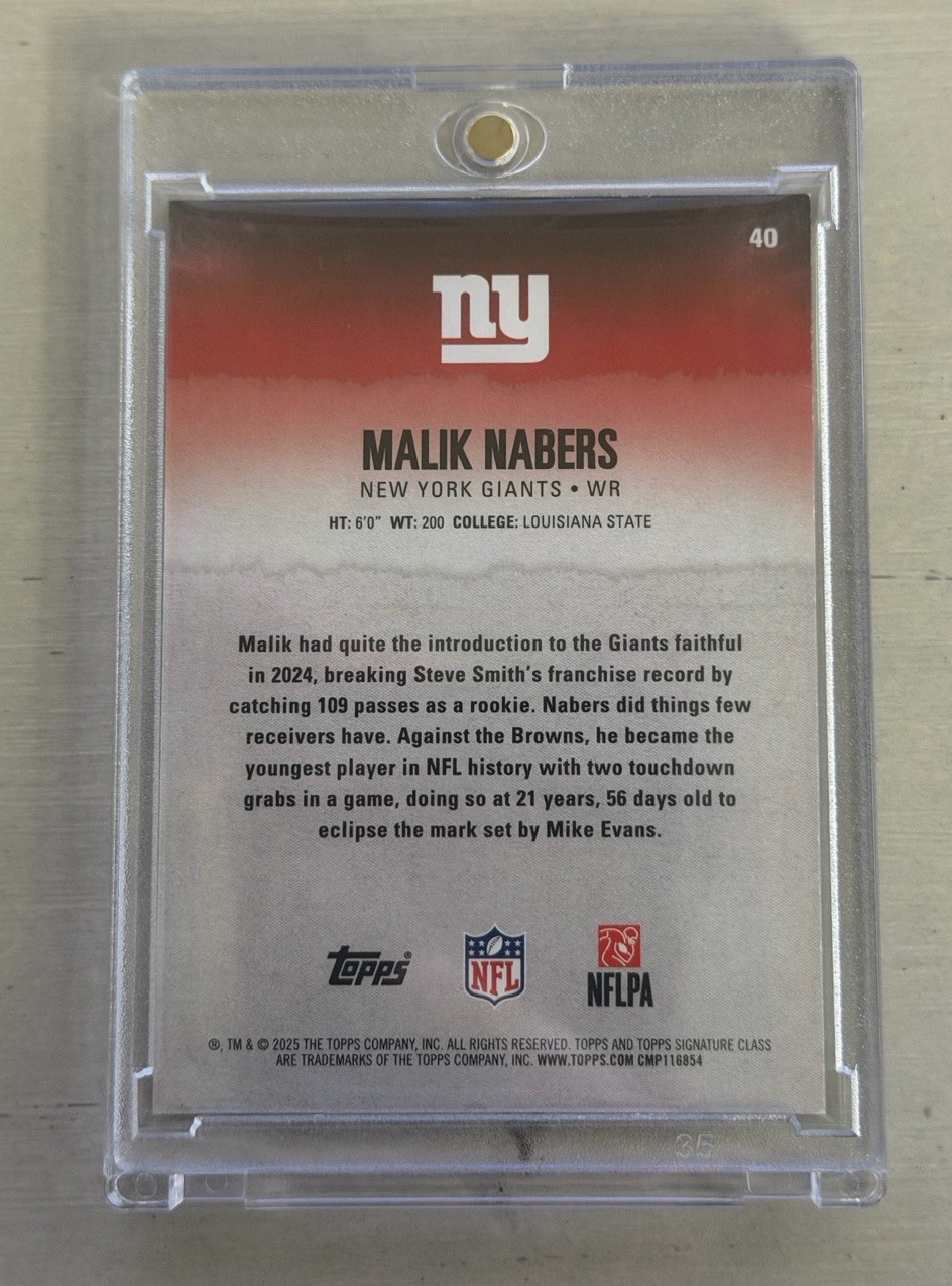 Topps 2025 Signature Class Malik Nabers Giants /10
