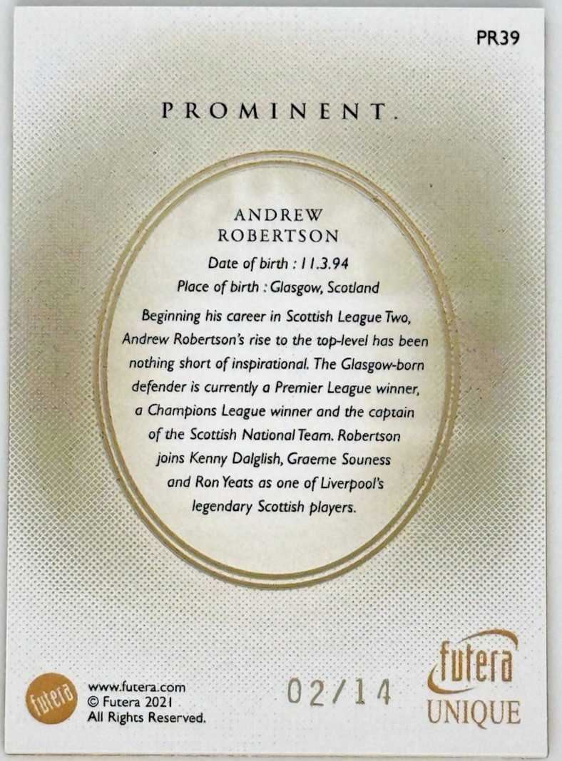 Andy Robertson – Futera Unique 2021 Prominent 02/14