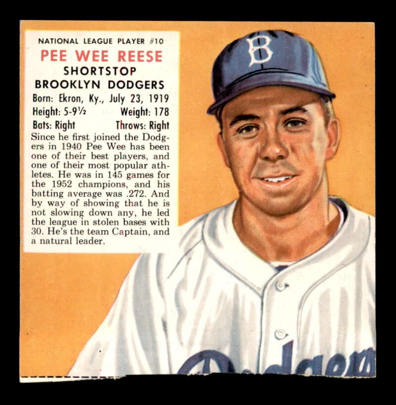 1953 Red Man NL #10 Pee Wee Reese VGEX J3605036