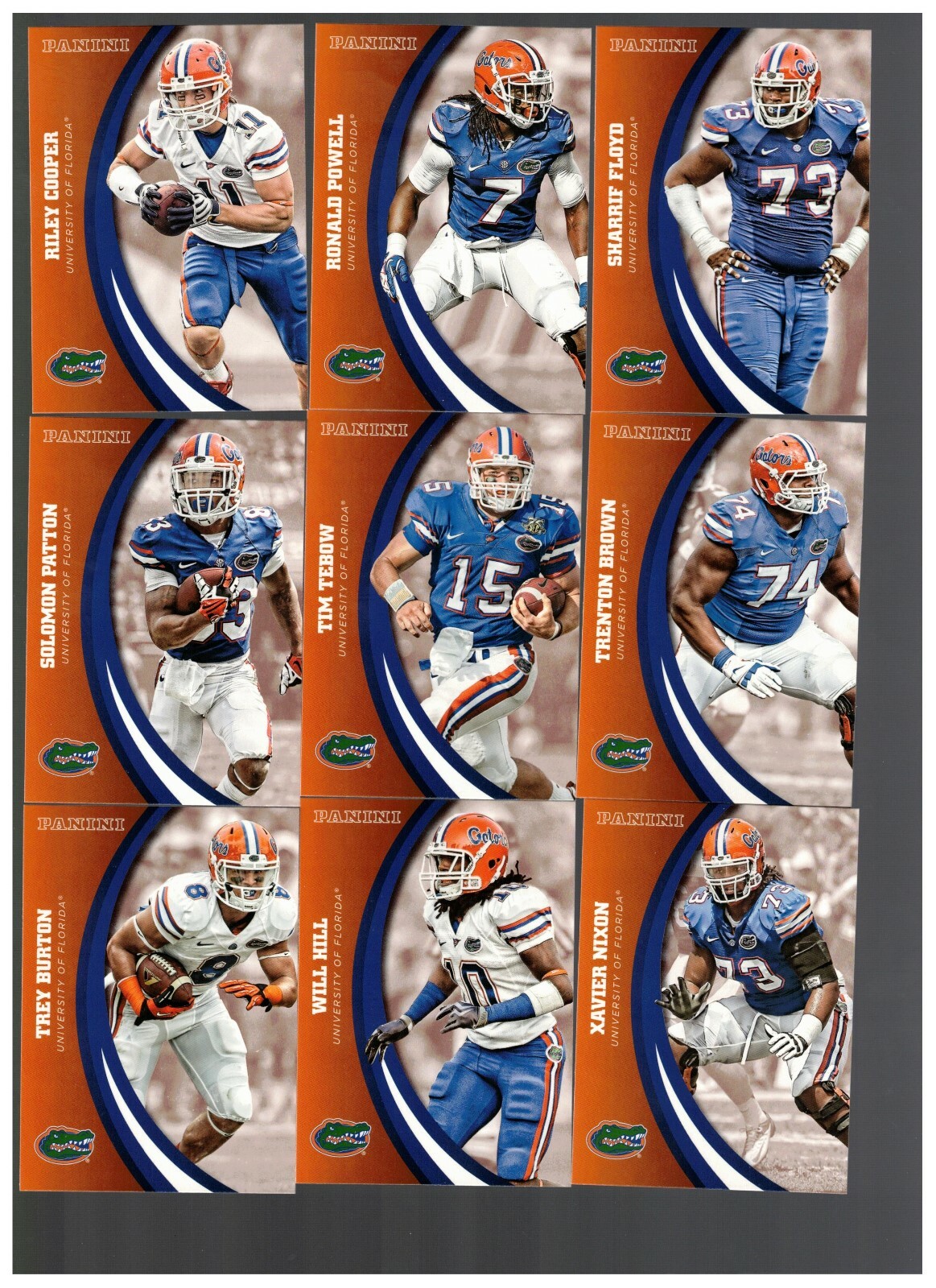 2015 PANINI FLORIDA GATORS MULTI-SPORT 83-CARD BASE SET TEBOW EMMITT BEAL