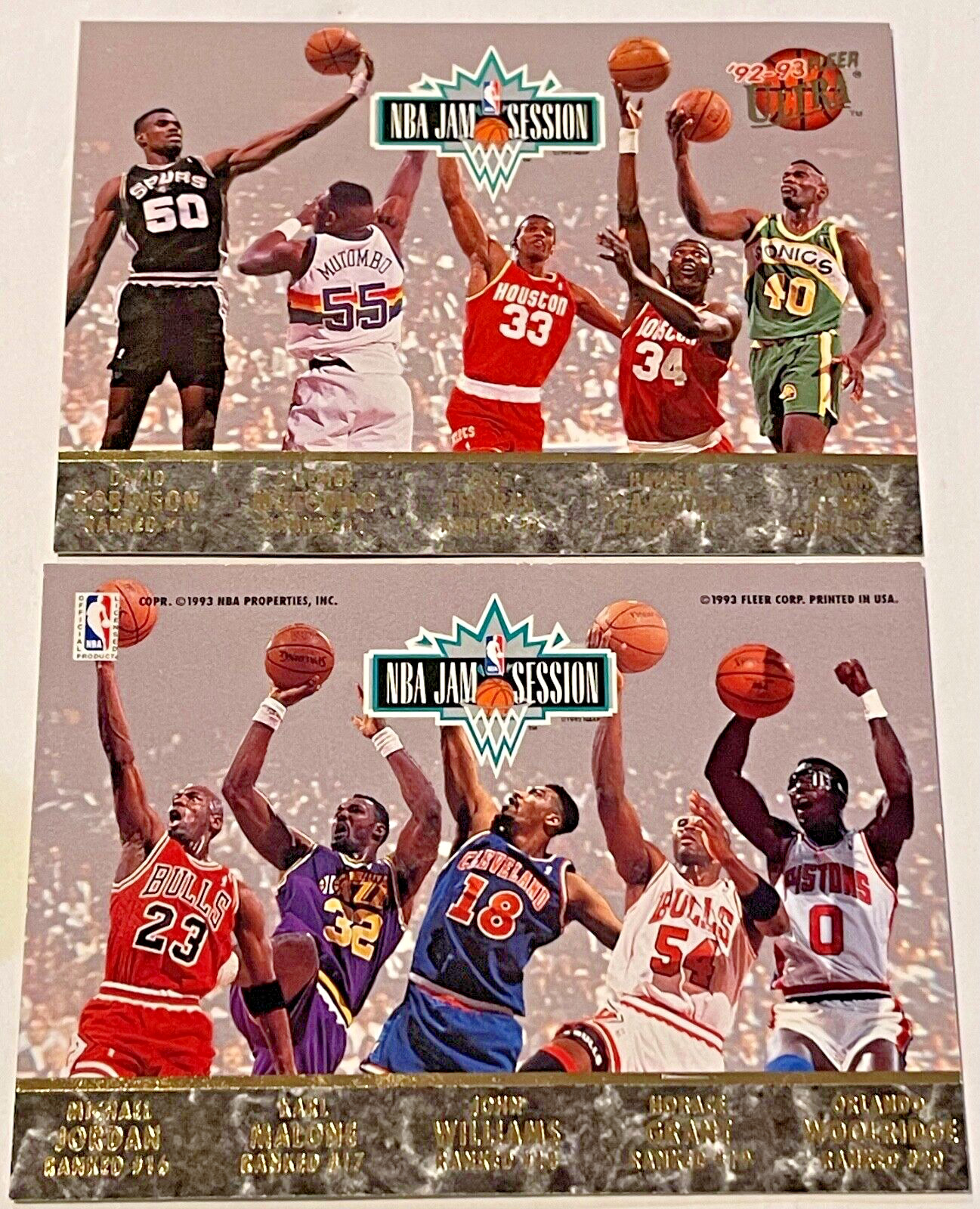 1992-93 Fleer Ultra Basketball NBA Jam Session 1-10 & 11-20, MJ, Pippen, Kemp