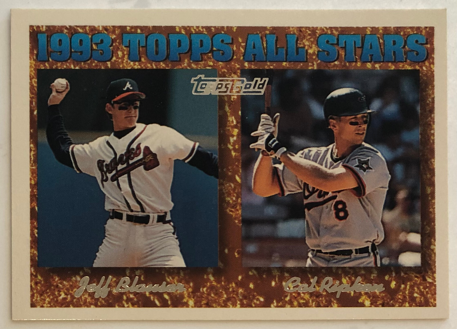 1994 Topps Gold – Cal Ripken – Jeff Blauser – #387 – Baltimore Orioles – NrMt-Mt