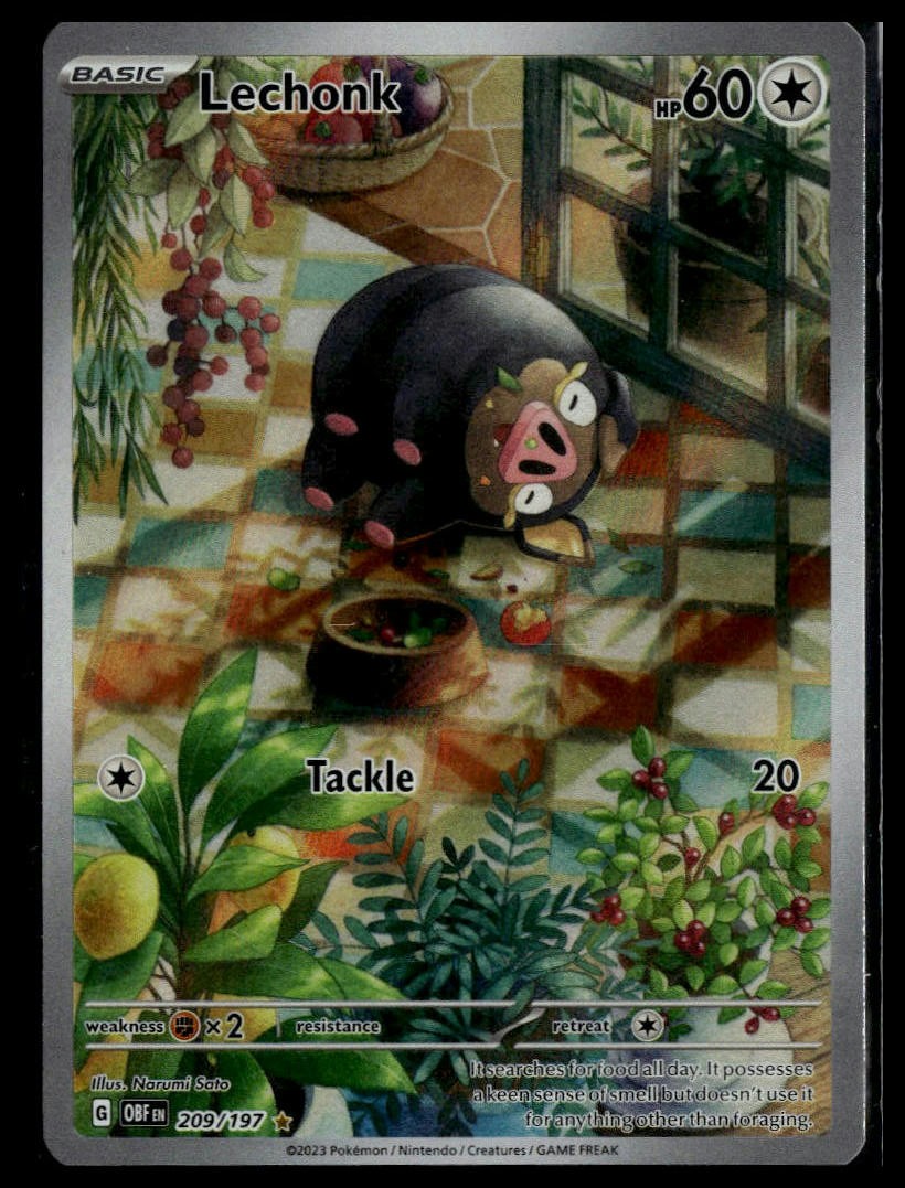2023 Pokemon Obsidian Flames Lechonk Illustration Rare Full Art #209/197 NM