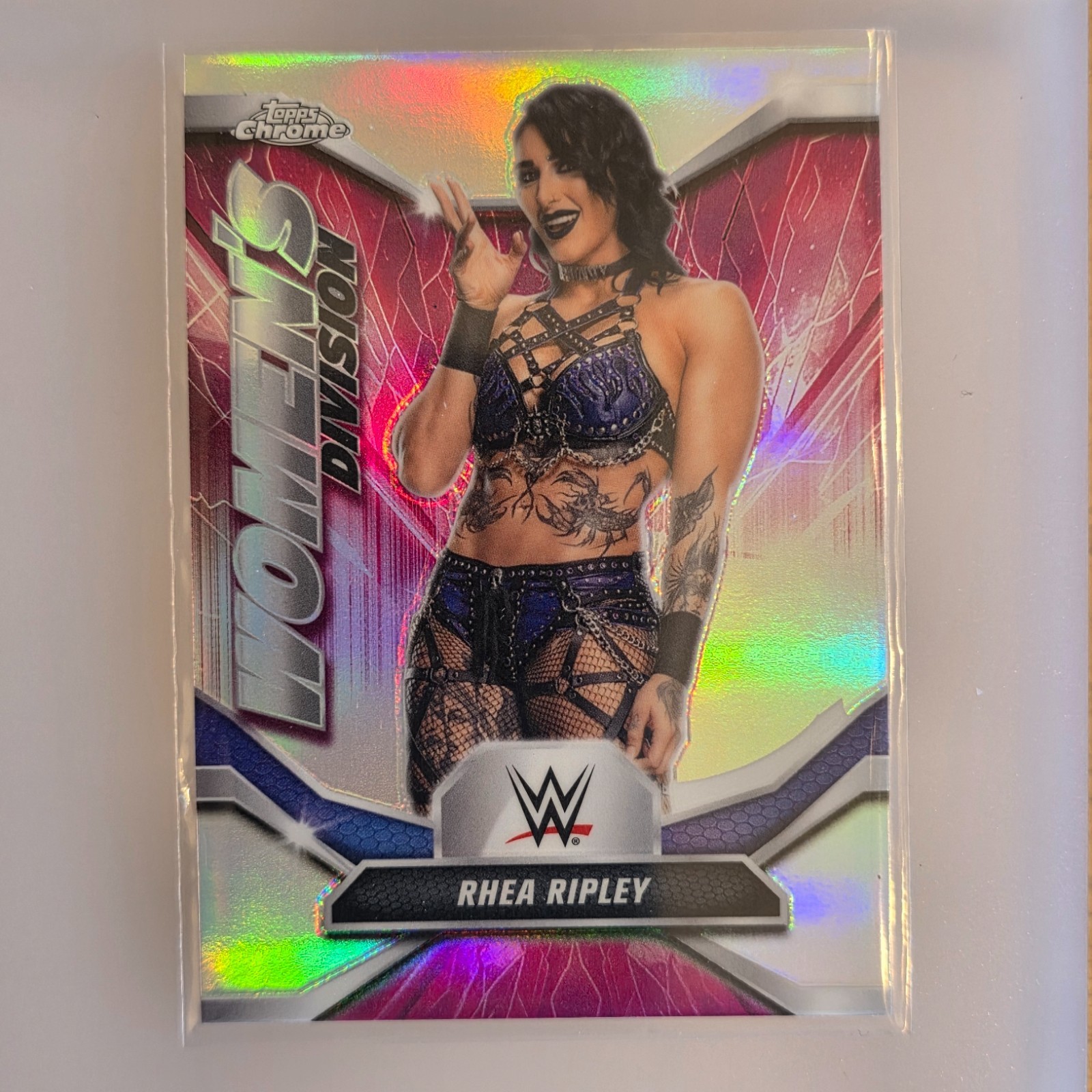 2026 WWE Topps Chrome Rhea Ripley Women’s Division Insert Refractor WDV-36
