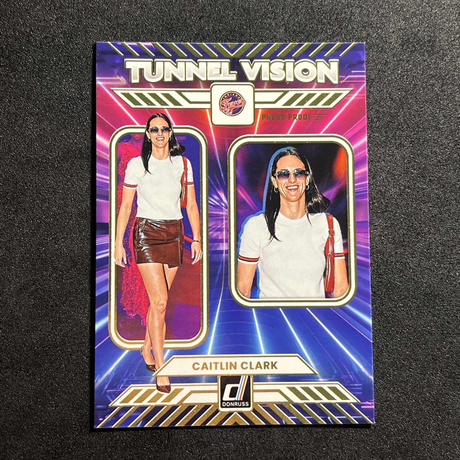 CAITLIN CLARK Tunnel Vision Gold Press Proof 2025 Panini Donruss WNBA #1