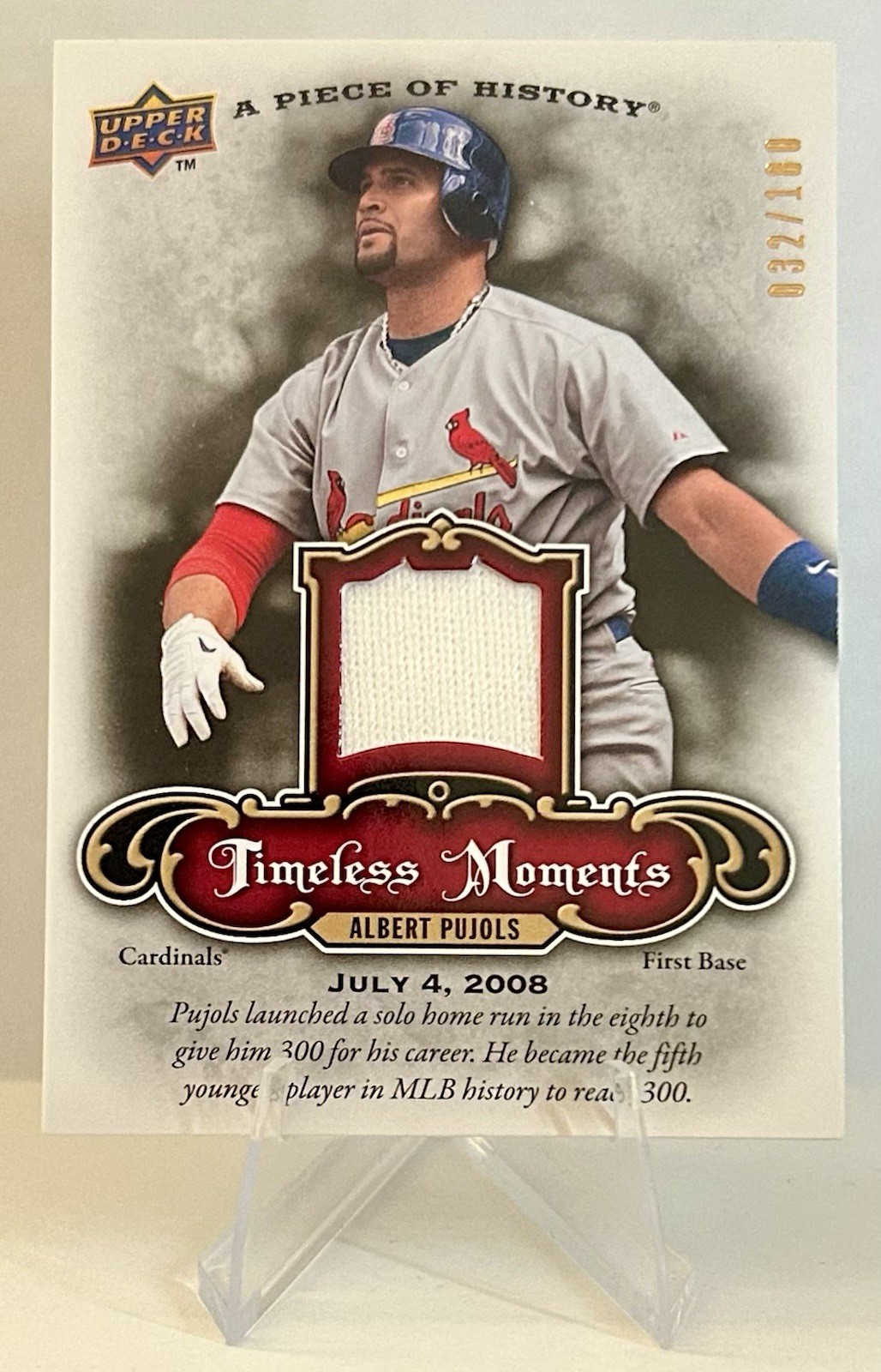2009 Upper Deck A Piece of History Albert Pujols Game Used Patch /180