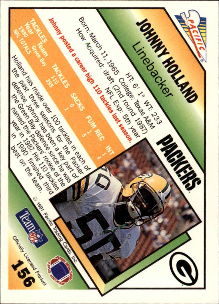 1991 Pacific #156 Johnny Holland – FB