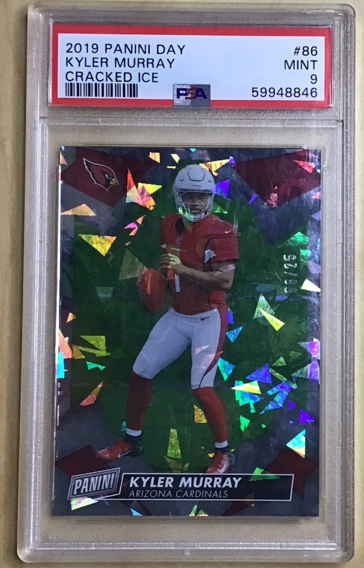 Kyler Murray 2019 Panini Day SSP Cracked Ice #’d /25 RC PSA 9 Mint Rookie POP 2