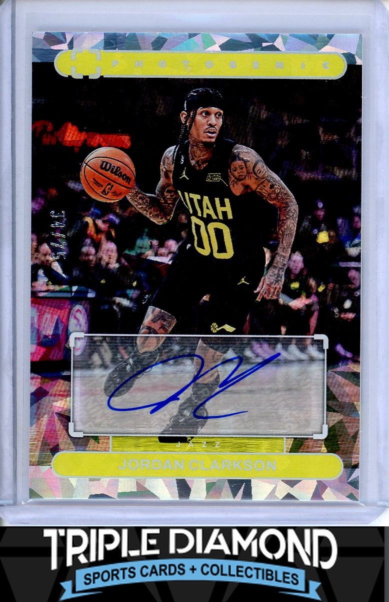 2022-23 Panini PhotoGenic Jordan Clarkson Autograph Auto Cracked Ice #34/75 B693