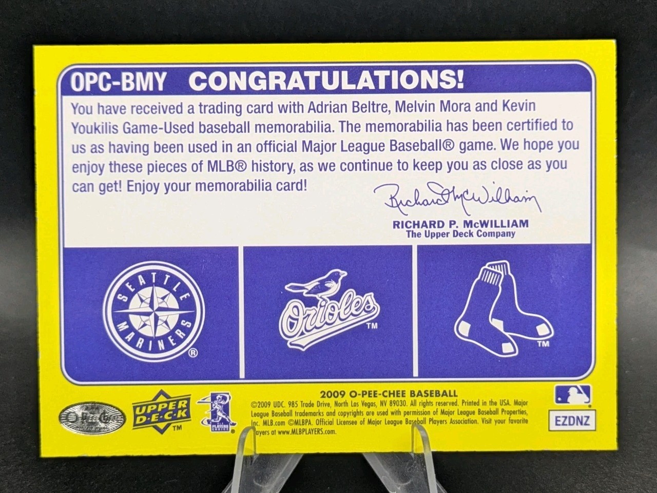 2009 O-Pee-Chee OPC Materials Adrian Beltre Melvin Mora Kevin Youkilis #OPC-BMY