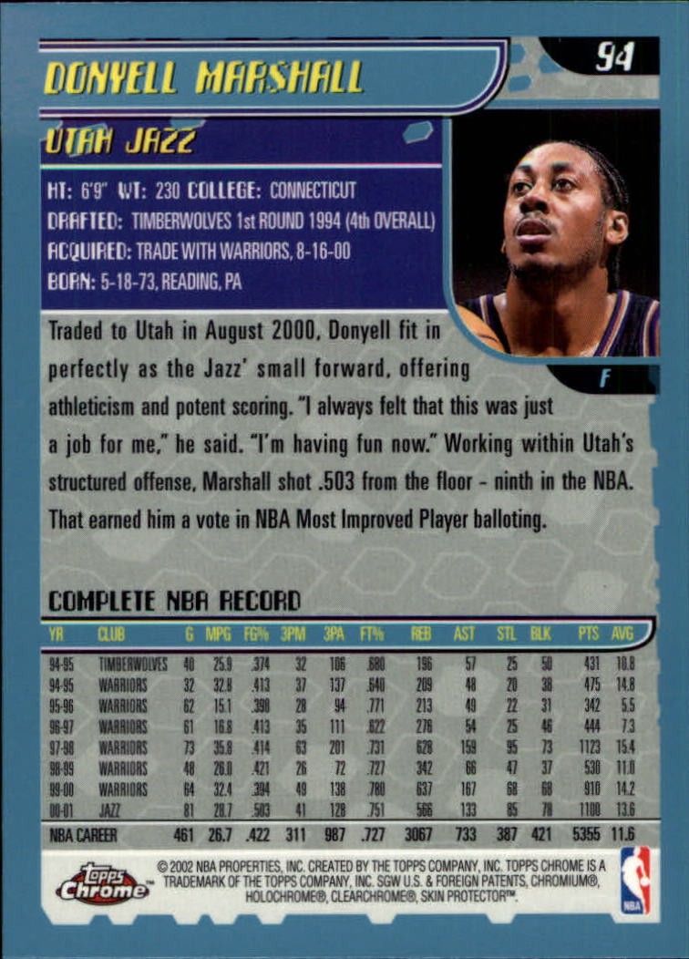 2001-02 Topps Chrome #94 Donyell Marshall – BSK