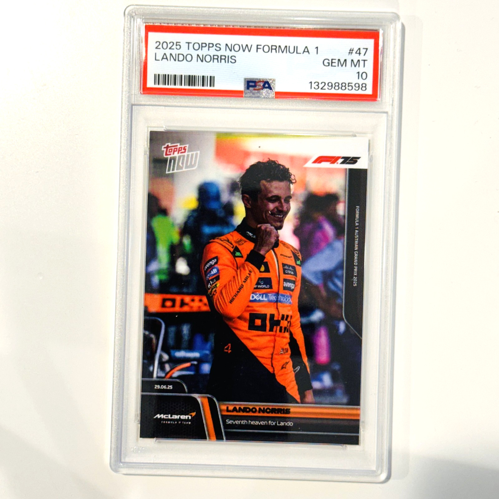 2025 Topps Now Formula 1 F1 #47 Lando Norris PSA 10