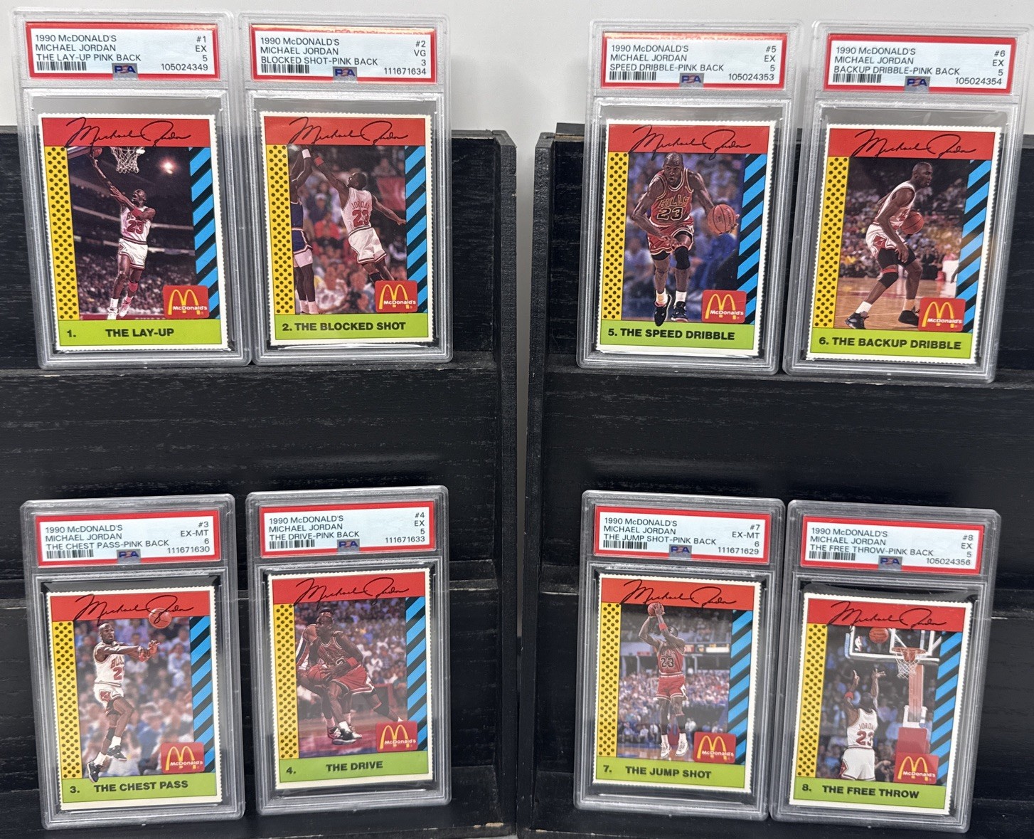 1990 McDonald Michael Jordan Pink Back 1-8 PSA Graded 3-6