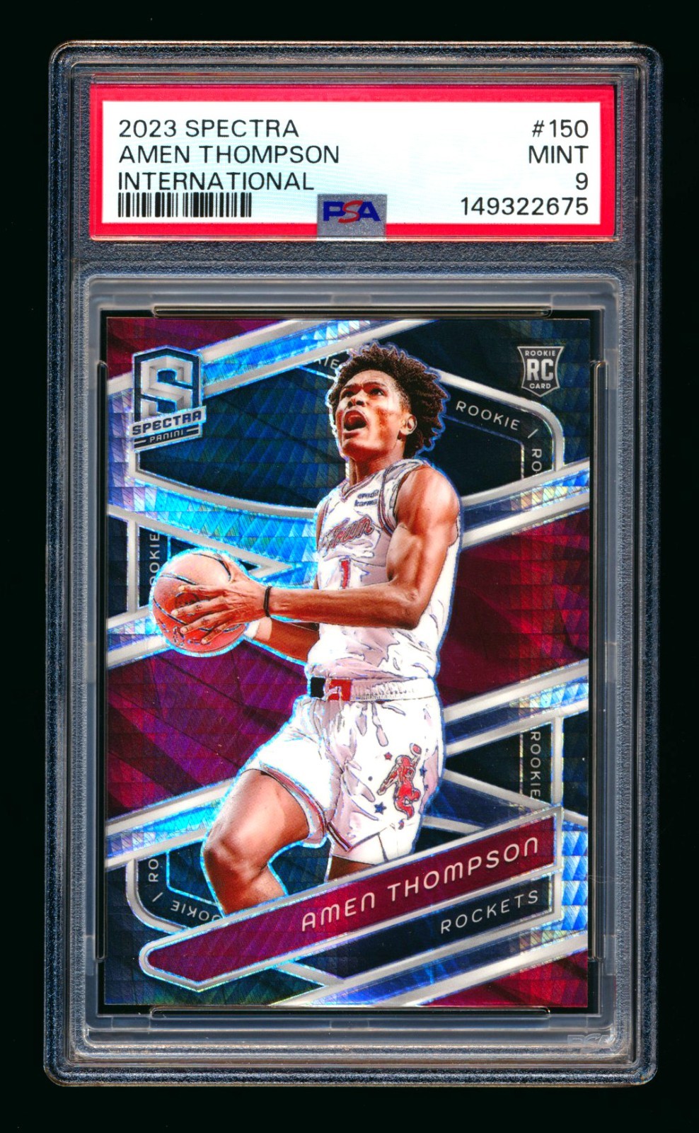 2023-24 PANINI SPECTRA AMEN THOMPSON RC INTERNATIONAL PRIZM ROOKIE PSA 9! POP 2!
