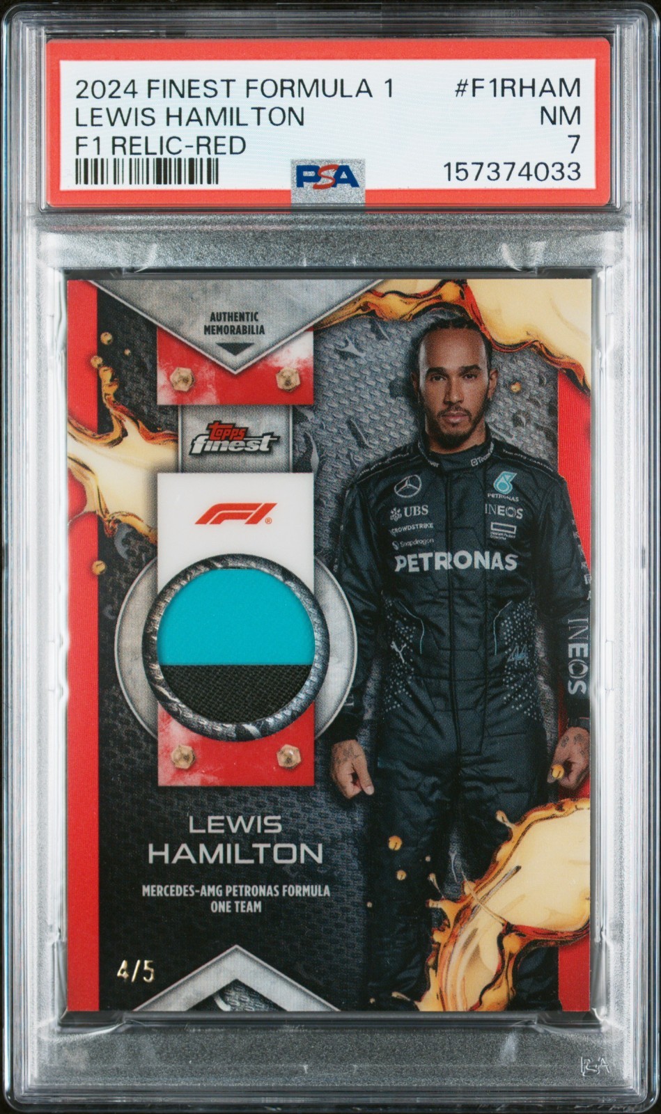 2024 TOPPS FINEST FORMULA 1 F1 RELICS LEWIS HAMILTON F1 RED /5