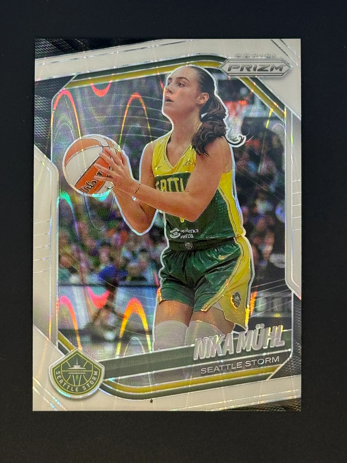 2025 Panini Prizm WNBA Nika Muhl White Seismic Prizm #127 Seattle Storm